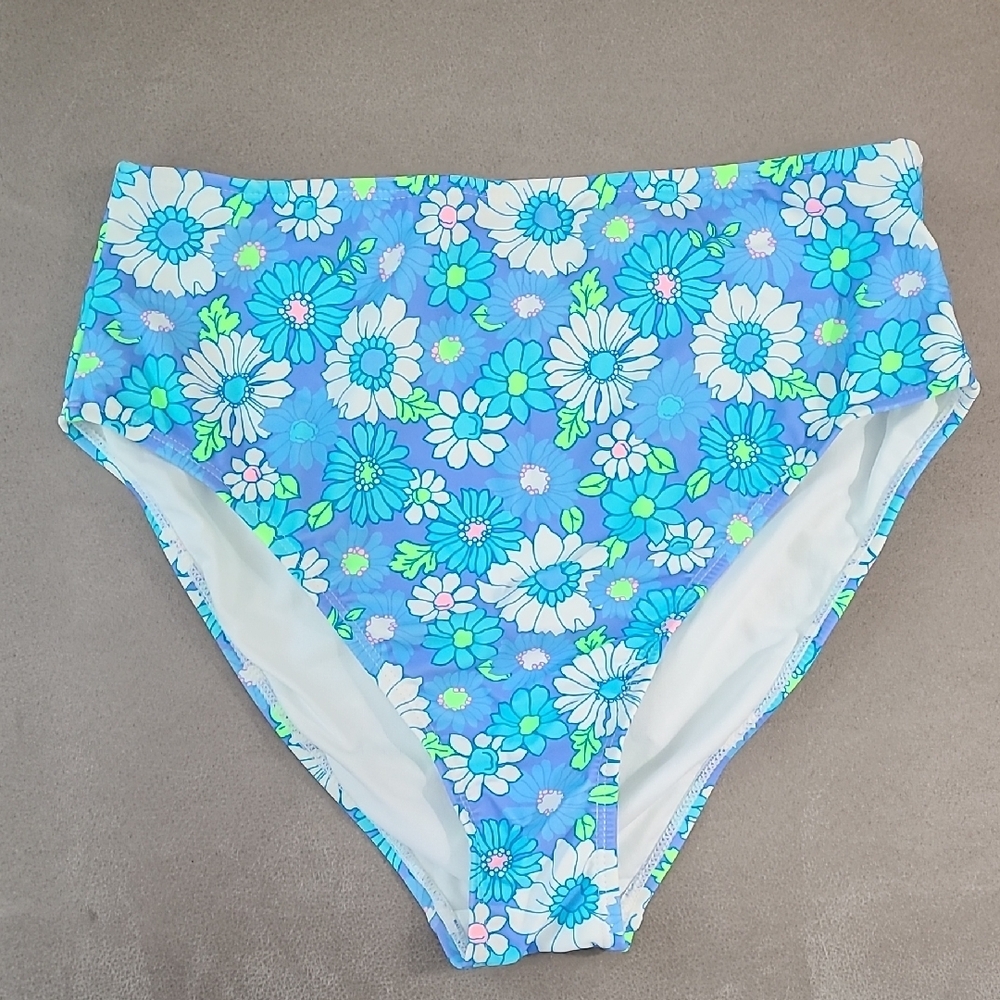 No Boundaries Floral Bikini Bottoms - Blue and Green